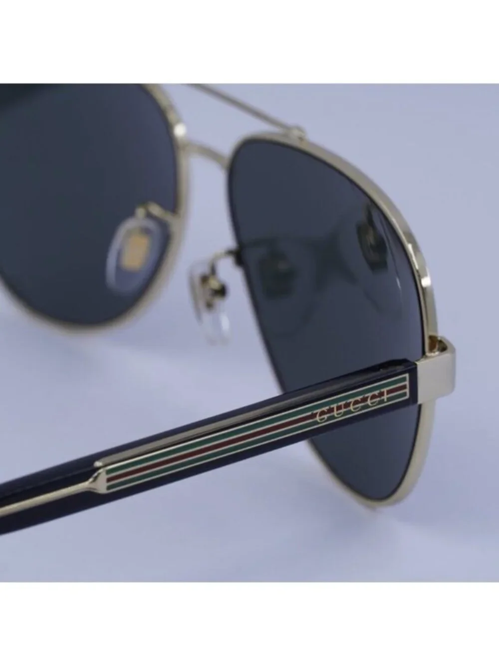 Gucci GG0528S 006 Sunglasses Gold Aviator Frame, Grey Lenses